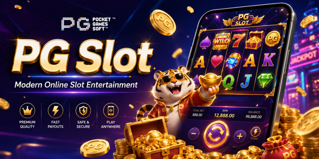 PG Slot modern online slot entertainment with mobile gameplay, colorful reels, gold coins, and exciting bonus features